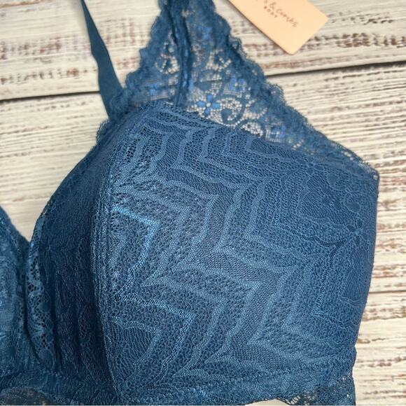 Hips & Curves City Chic M Racer Back Bralette Teal Blue 18/20 2x Plus Size NEW - Picture 5 of 13